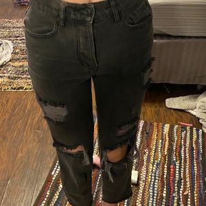 Black High Rise Button Fly Pacsun Mom Jeans